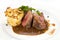 Grilled Sirloin with pepper sauce and potatoes