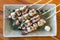 Grilled skwid `Yakitori`/Yakitori are grilled skwid skewers