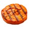 Grilled slice of fresh carrot isolated on a white or transparent background. Grilled vegetables. Close-up of fried