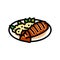 grilled squid sea cuisine color icon vector illustration