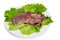 Grilled steak on plate isolated