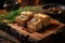 grilled tofu on cedar plank, sliced and steaming