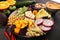 Grilled tofu and dragon fruit buddha bowl with vegetable and humus