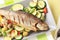 Grilled trout and mixed vegetables