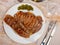 Grilled veal entrecote with pesto