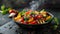 Grilled vegetables in bowl, delicious healthy food