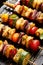 Grilled Vegetarian skewers with halloumi cheese and mixed vegetables