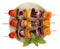 Grilled veggie skewers isolated