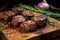 grilled venison steaks with rosemary and garlic cloves