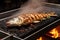 grilled whole fish on teppanyaki hot grille surface