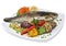 Grilled whole trout with vegetables