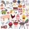 Grilling bbq barbecue clip art set summer party emblems