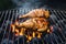 Grilling chicken pieces over coal fire for delicious barbecue