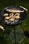 Grilling fish and shrimps, bright colorful vivid theme