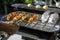 Grilling on a hybrid grill barbecue for electric or charcoal