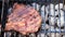 Grilling juicy steak, barbecue