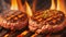 Grilling Perfection: Extreme Close-Up of Sizzling Hamburgers on BBQ