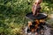 grilling steaks on flaming grill, food on bonfire, cooking in the hike, outdoor activities