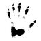 Grim print of black clawed hand template. Traces of evil halloween werewolf