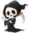 Grim reaper cartoon waving hand