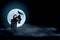 Grim Reaper and crow with super moon blur background,Halloween day,Ghost puppet