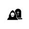 Grim reaper in graveyard, Death and grave icon