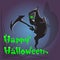 Grim Reaper Hold Scythe Happy Halloween Banner Greeting Card