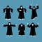 Grim reaper set poses and motion. death happy and yoga. skeleton