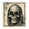 Grim Reaper Skeleton: 19th Century American Art Postage Stamp