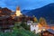 Grimentz townscape blue hour at night