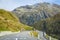 Grimsel and Furka mountain pass, dramatic road with swiss alps, Switzerland