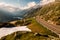 Grimselpass view of road, Alps, Raterichsbodensee