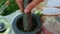 Grind the spices with a stone mortar.