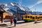 Grindelwald train at Kleine Scheidegg station with Tschuggen peak