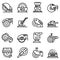 Grinding machine icons set, outline style