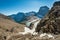 Grinnell Overlook via Granite Park Trail in Glacier National Park, wilderness area in Montana`s Rocky Mountains. USA.