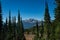 Grinnell Overlook via Granite Park Trail in Glacier National Park, wilderness area in Montana`s Rocky Mountains. USA.