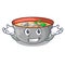 Grinning asian soup cup isolated on mascot