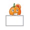 Grinning with board blood orange in mascot fruit basket