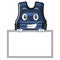 Grinning with board bulletprof vest isolated in the mascot
