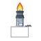 Grinning with board bunsen burner isolated with the cartoon