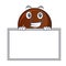 Grinning with board chocolate donut character cartoon