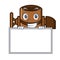 Grinning with board concrete mixer character cartoon