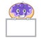 Grinning with board donut blueberry character cartoon
