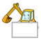 Grinning with board excavator character cartoon style