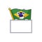Grinning with board flag brazil in the cartoon shape