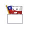 Grinning with board flag chile cartoon in character shape