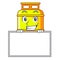 Grinning with board flammable gas tank on cartoon the