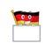 Grinning with board germany flag cartoon isolated the mascot