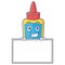 Grinning with board glue bottle character cartoon
